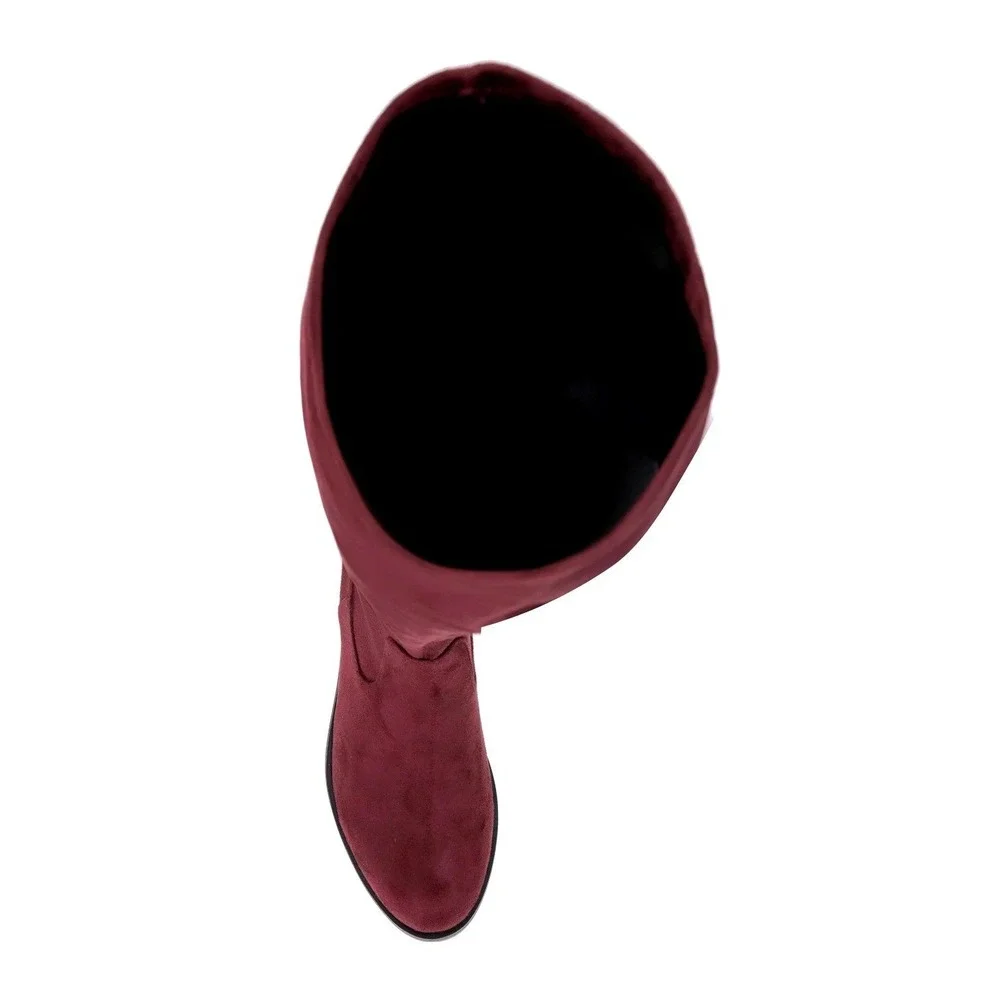 Kenneth Cole Reaction Windy Burgundy Knee High Boot Womens Faux Suede Boot 9M‎